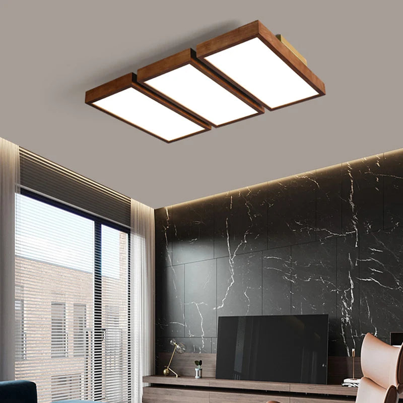 Modern wooden LED chandelier for interior design