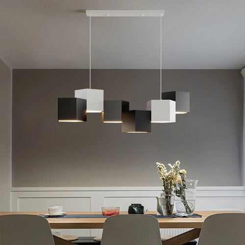 Modern simple nordic style creative hexagonal prism indoor chandelier - vue 4 sur 11