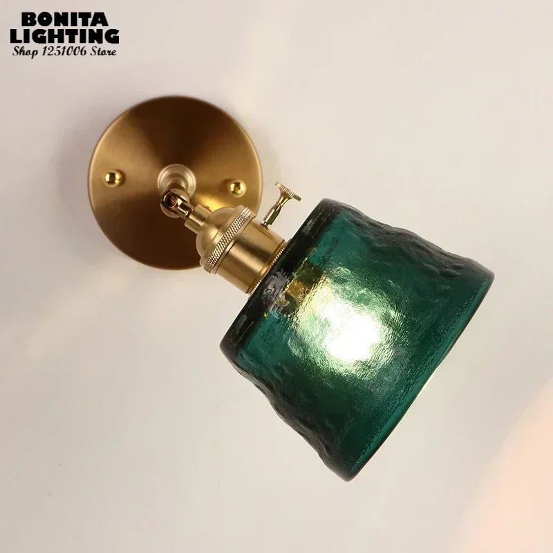 Nordic Japanese style rotatable glass wall light with mirror