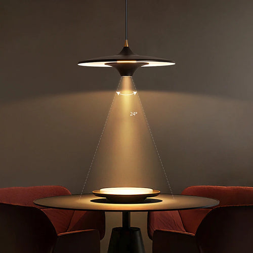 Simple designer flying saucer LED pendant light for indoor use - vue 2 sur 11