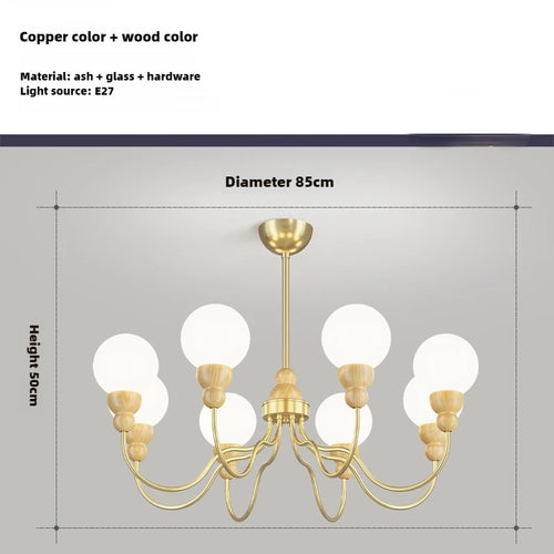 Retro glass and wood pendant lamp for an elegant interior - vue 11 sur 14