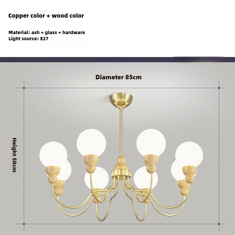 Retro glass and wood pendant lamp for an elegant interior - vue 11 sur 14