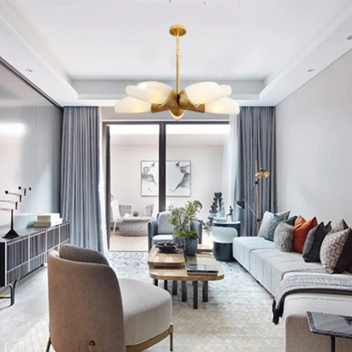 Modern minimalist glass chandelier for elegant interiors - vue 4 sur 7