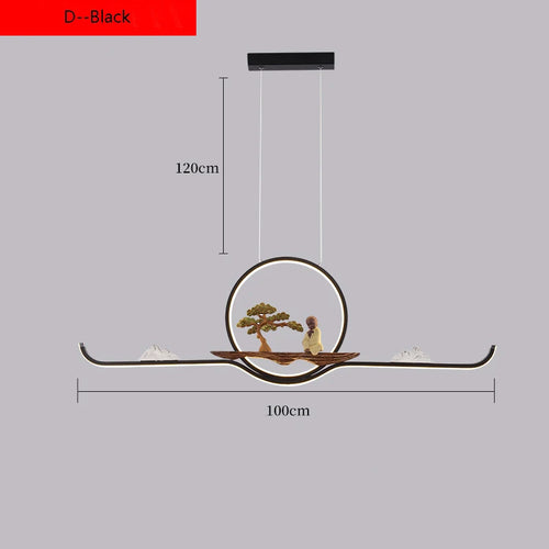 Chinese style pendant light for a zen and modern atmosphere - vue 13 sur 14