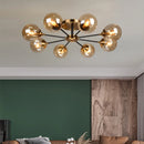 Clear and smoked grey glass LED ball chandelier