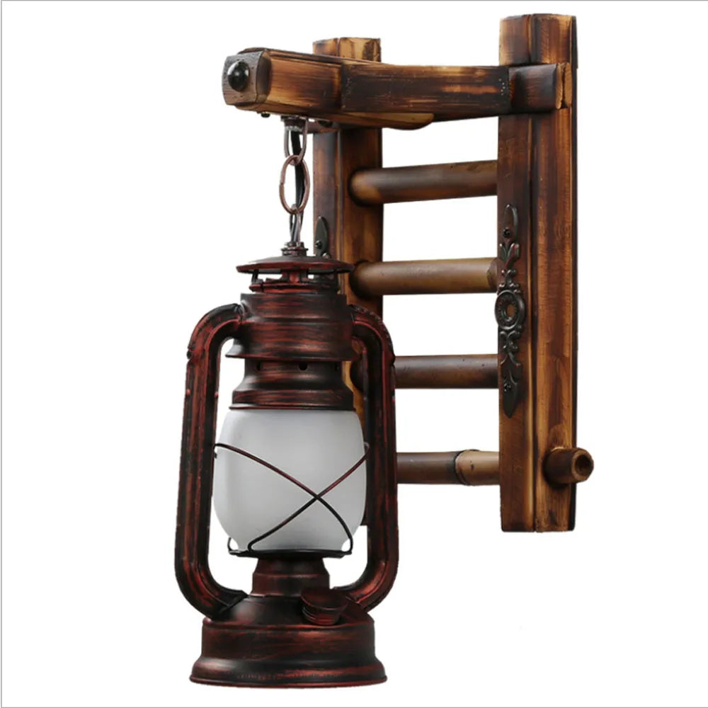 American industrial vintage retro loft wooden wall lamp for cafe, bar, restaurant decor