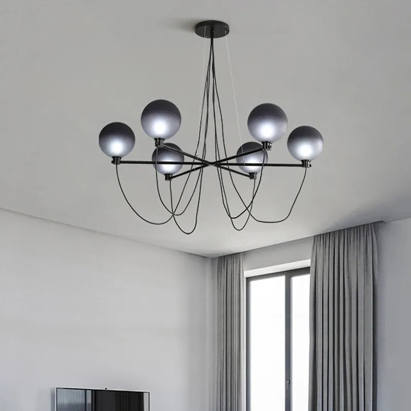 Nordic retro industrial glass ball chandelier - vue 5 sur 7