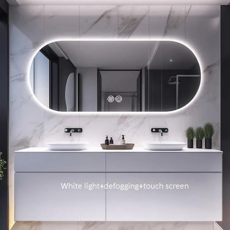 Elliptical smart anti-fog LED wall mirror with three colour settings - vue 8 sur 18