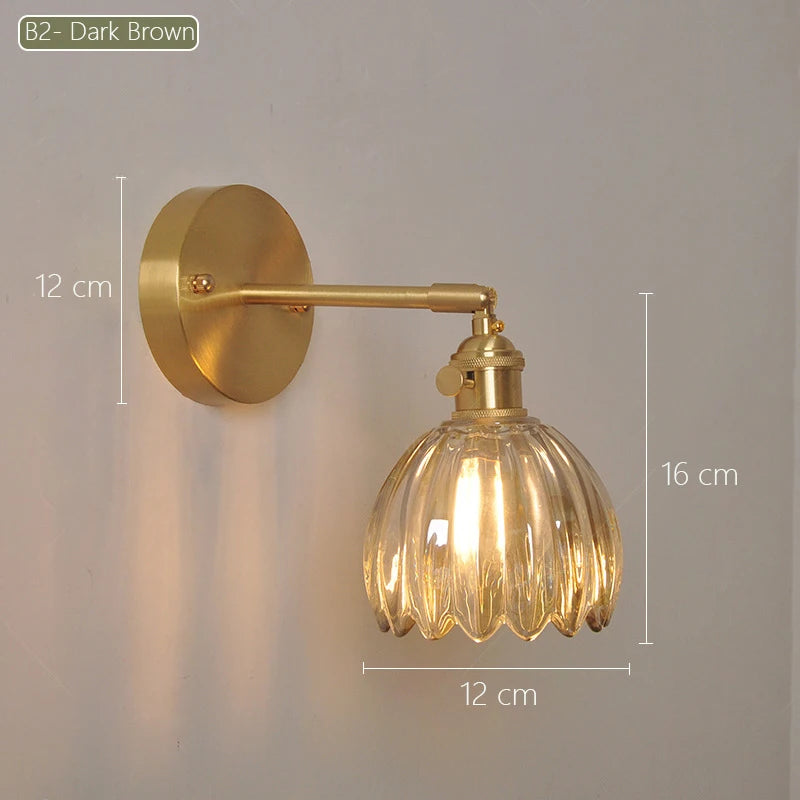 Retro Japanese style floral glass wall light - vue 13 sur 18