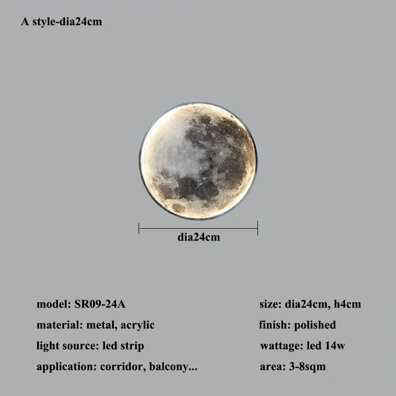 Modern moon-shaped 3D wall light decorative lighting