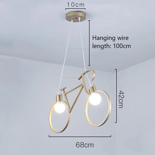 Modern iron bicycle pendant light for home decor - vue 12 sur 12