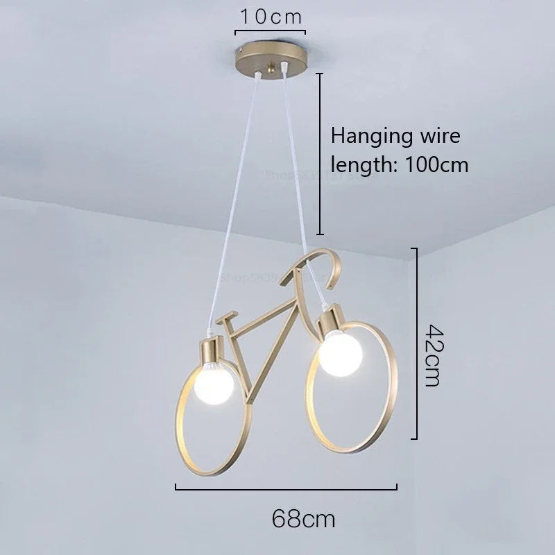 Modern iron bicycle pendant light for home decor - vue 11 sur 12
