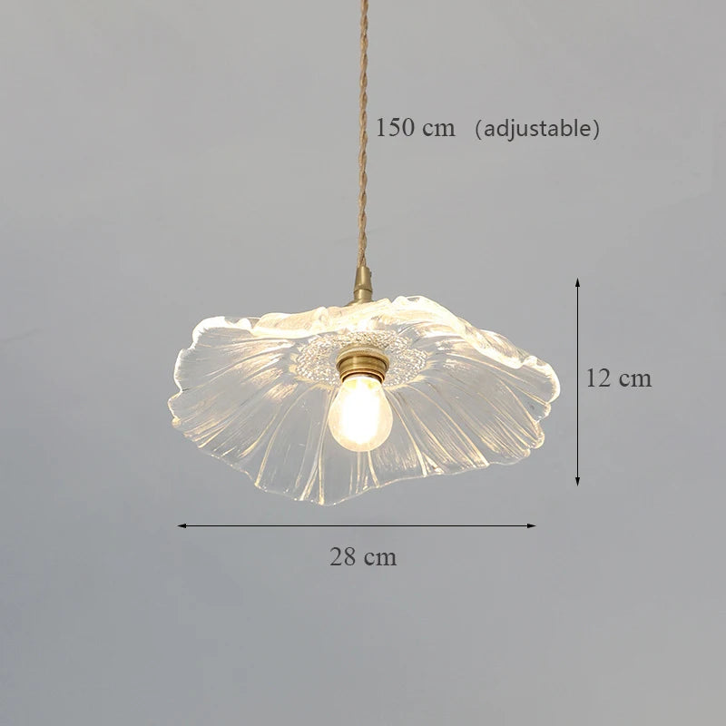 Modern Japanese sunflower glass pendant light decorative - vue 12 sur 12