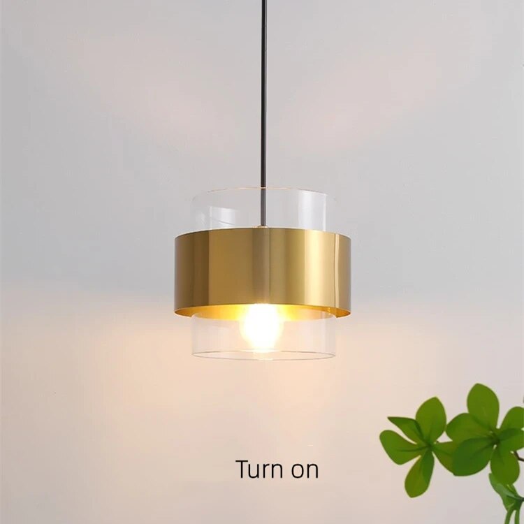 Modern minimalist gold art glass pendant light