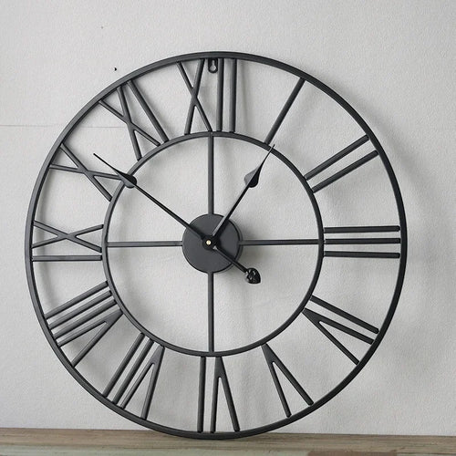 Modern 3D retro wall clock with Roman numerals home decor - vue 6 sur 7