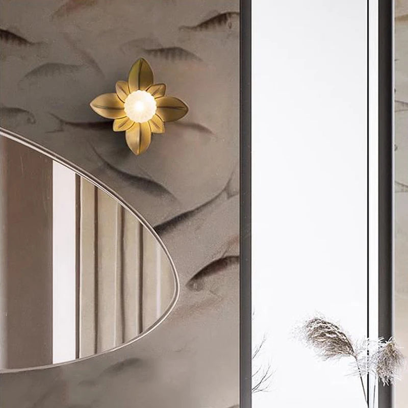 Retro lotus wall light postmodern luxury creative decorative - vue 4 sur 9