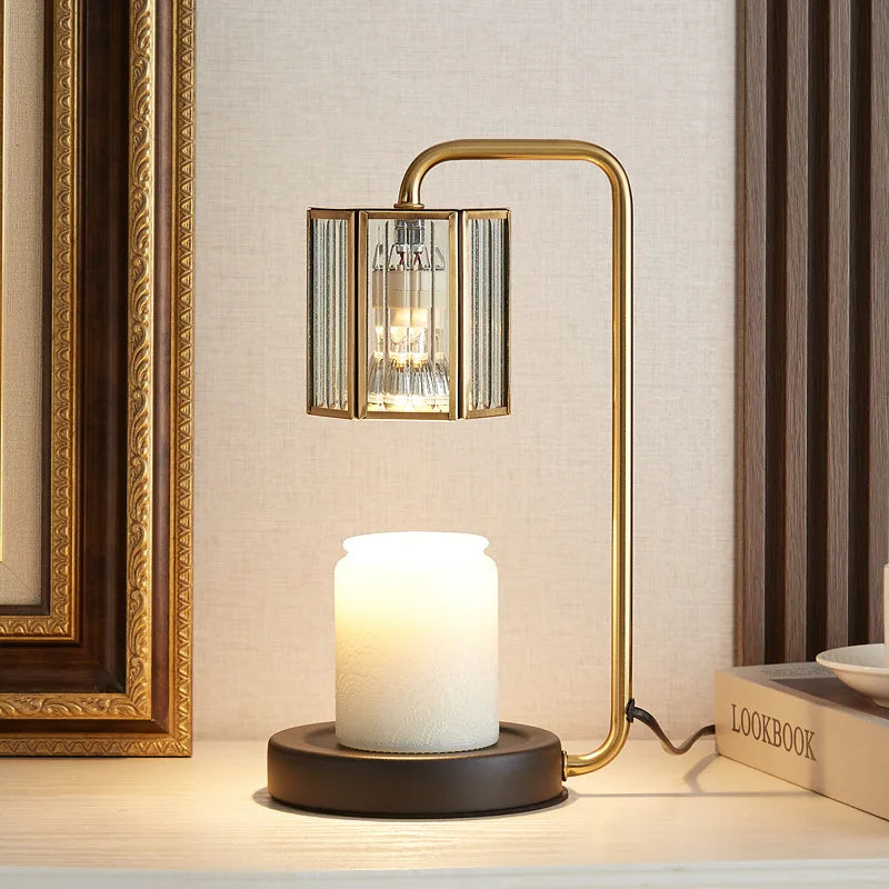 Dimmable glass candle warmer lamp with timer lantern 2 bulbs