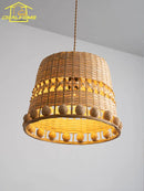 Modern woven bamboo pendant light wabi-sabi zen decorative