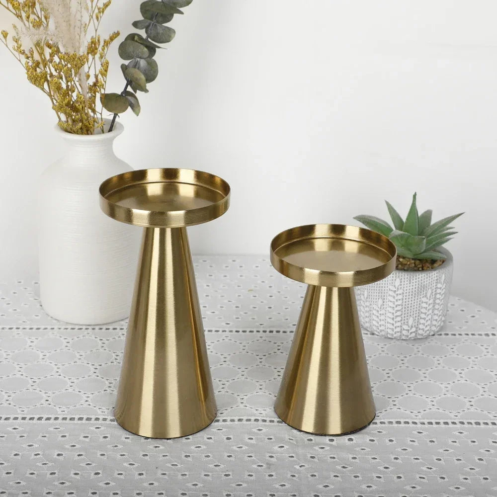 Set of 3 metal candle holders for wedding decor and luxury gifts - vue 3 sur 6