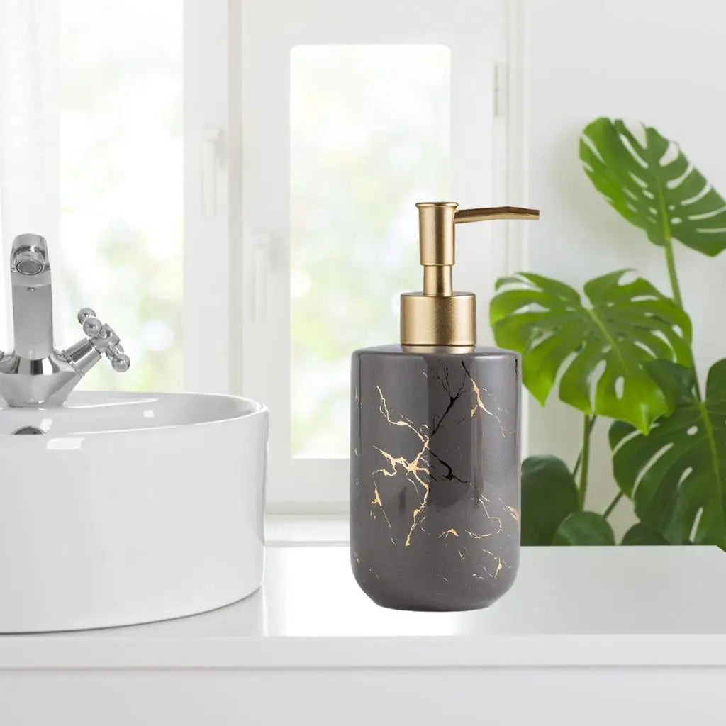 Refillable ceramic soap dispenser marble pattern 300 ml