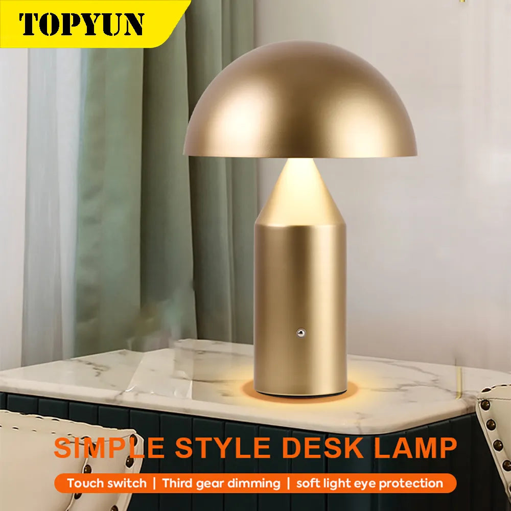 Portable mushroom LED table lamp with rechargeable touch switch night light for dining room, bedroom, and bedside
