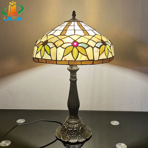 Tiffany style designer table lamp for reading and eye protection