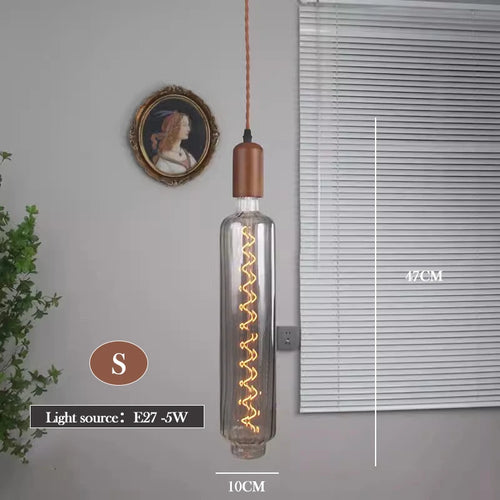 Retro art glass chandelier with solid wood for interior decoration - vue 18 sur 25