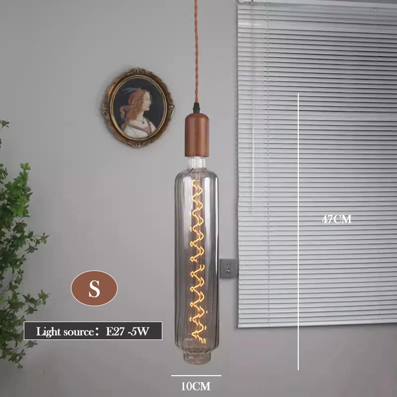 Retro art glass chandelier with solid wood for interior decoration - vue 17 sur 25