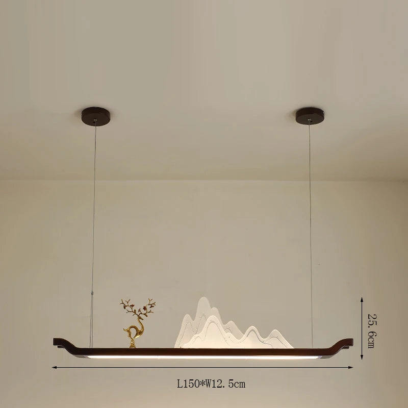 Chinese wooden pendant light for a zen and economical atmosphere - vue 9 sur 16
