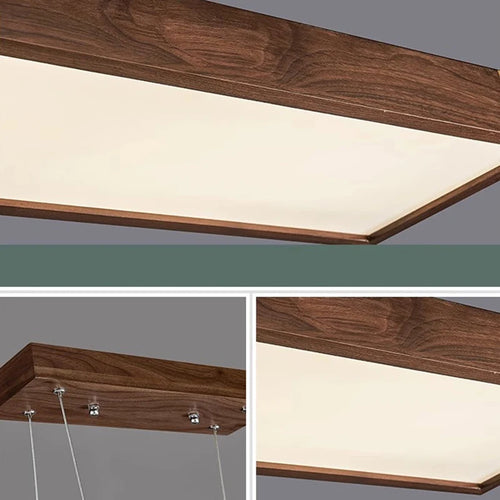 Modern LED chandelier in dark wood for interior decoration - vue 7 sur 12