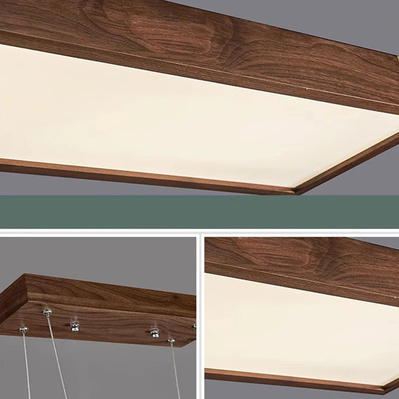 Modern LED chandelier in dark wood for interior decoration - vue 6 sur 12