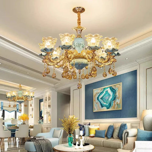Retro ceramic chandelier in European style for indoor use - vue 6 sur 14