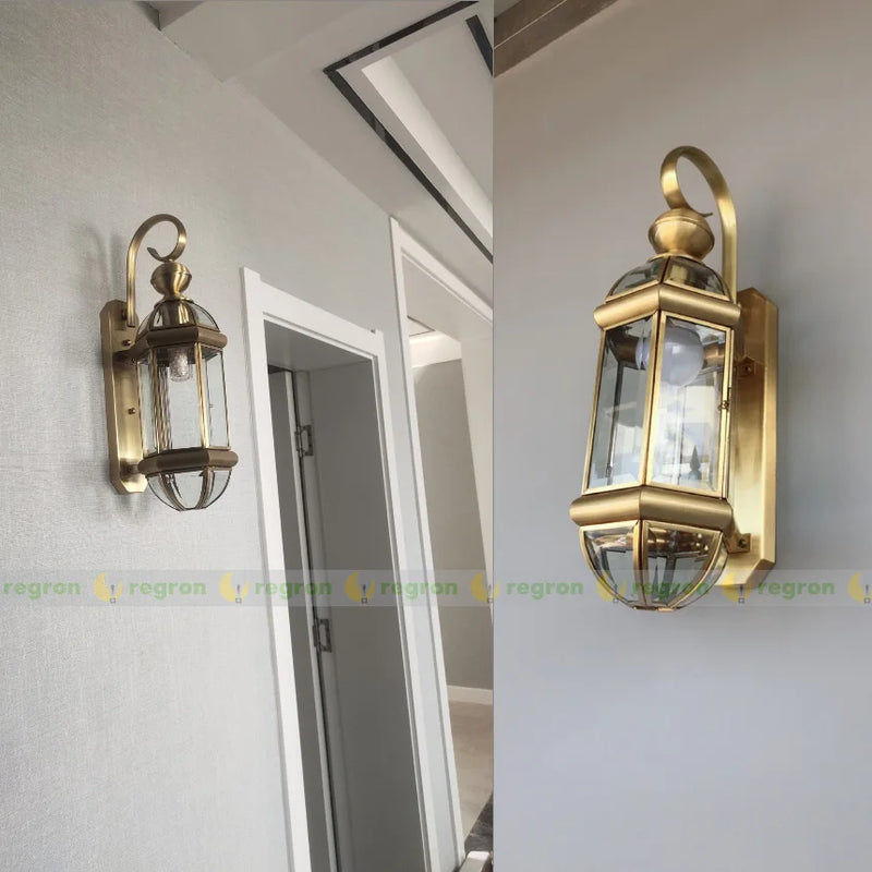 Waterproof copper outdoor wall light for exterior spaces