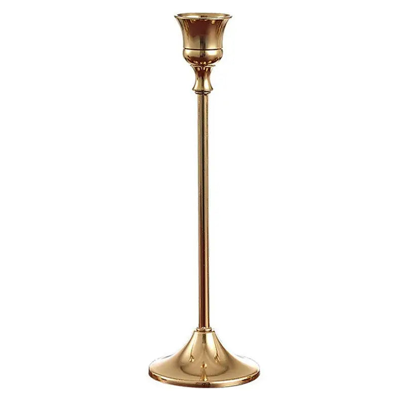 Brass gold candlestick set for festive decorations - vue 24 sur 26