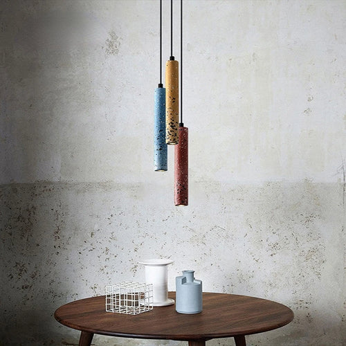 Modern concrete tube pendant light for decorative interiors - vue 4 sur 14