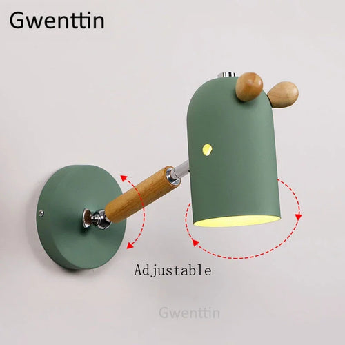 Nordic wooden and iron wall light for children - vue 7 sur 9