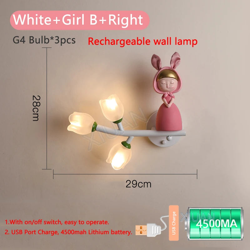 Rechargeable resin wall light for children's bedroom decorative - vue 12 sur 22
