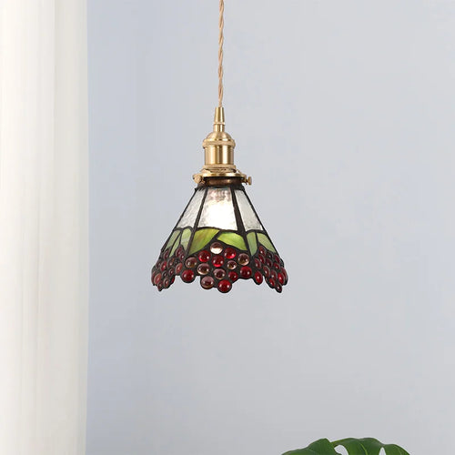 Nordic style stained glass pendant light for industrial lighting - vue 4 sur 18