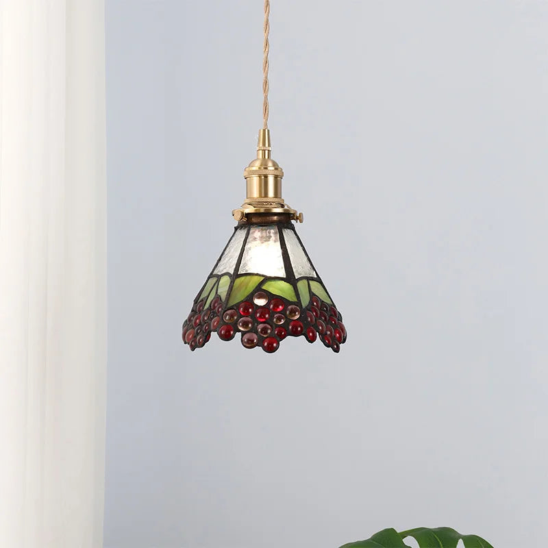 Nordic style stained glass pendant light for industrial lighting - vue 3 sur 18