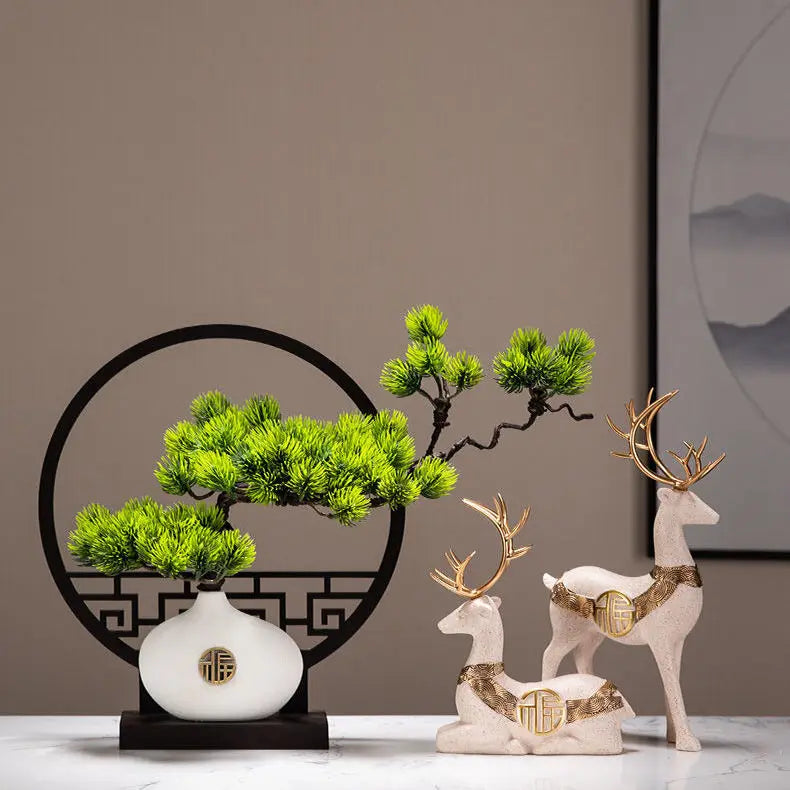 Pine bonsai table ornament for modern decor - vue 5 sur 8
