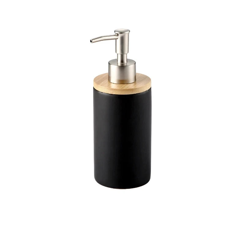 Nordic style ceramic toothbrush holder with wooden base - vue 22 sur 22