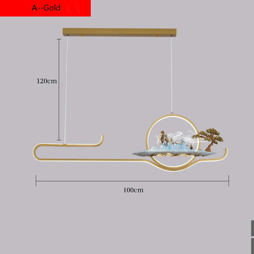 Chinese style pendant light for a zen and modern atmosphere - vue 9 sur 14