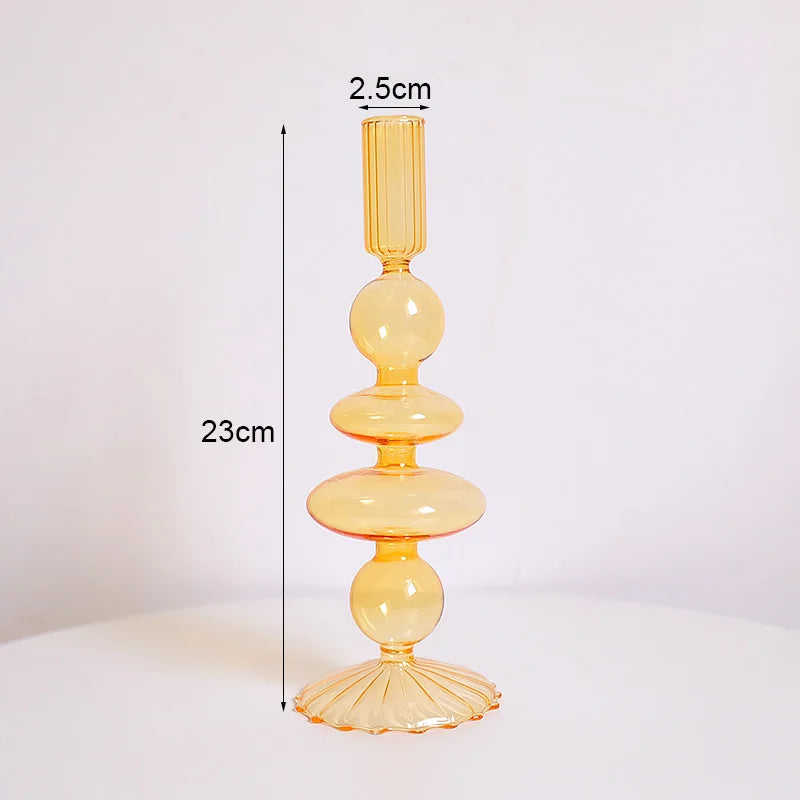 Vintage glass candle holder for weddings and romantic dinners - vue 7 sur 27