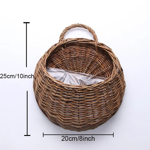 rattan and wicker wall planter for plants - vue 12 sur 12