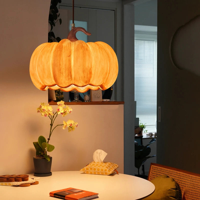 Retro Japanese wabi sabi LED pumpkin chandelier for restaurant