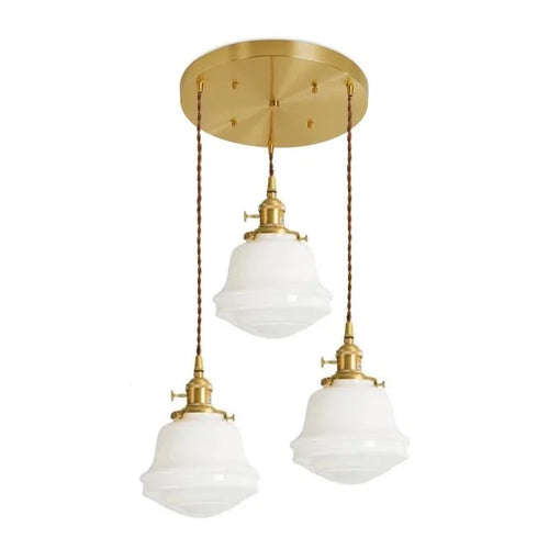 Iwhd modern Nordic style glass and copper LED pendant light - vue 18 sur 28