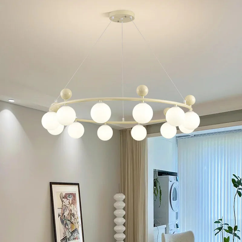 Modern metal and glass chandelier for interior decoration