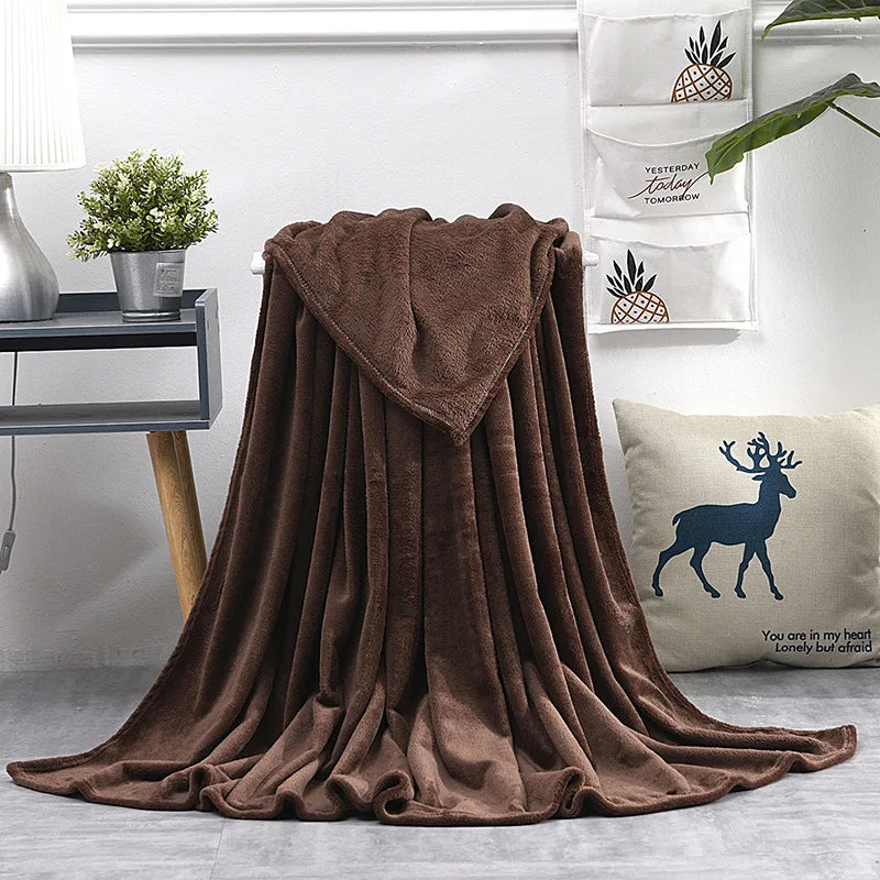 Soft warm coral fleece flannel throw for sofa or bed - vue 12 sur 14