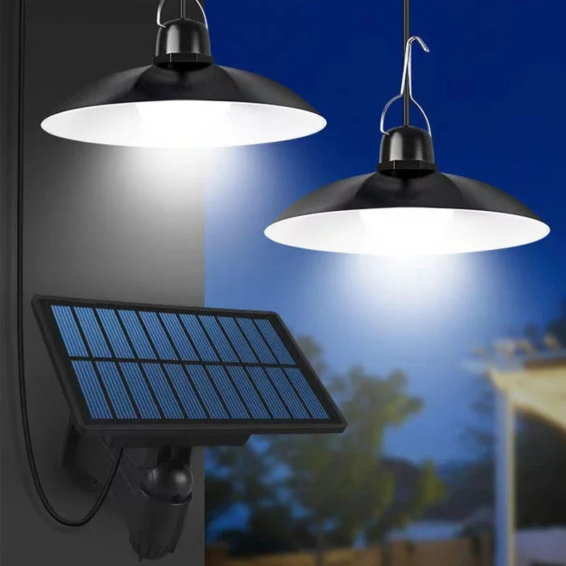 Solar pendant light 1 drag 1/1 drag 2 LED solar-powered lamp with remote control, chandelier for camping, outdoor, garden