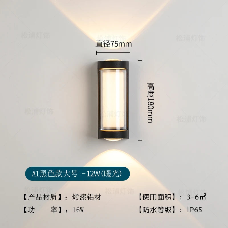 Modern waterproof wall light for outdoor and indoor lighting - vue 9 sur 14